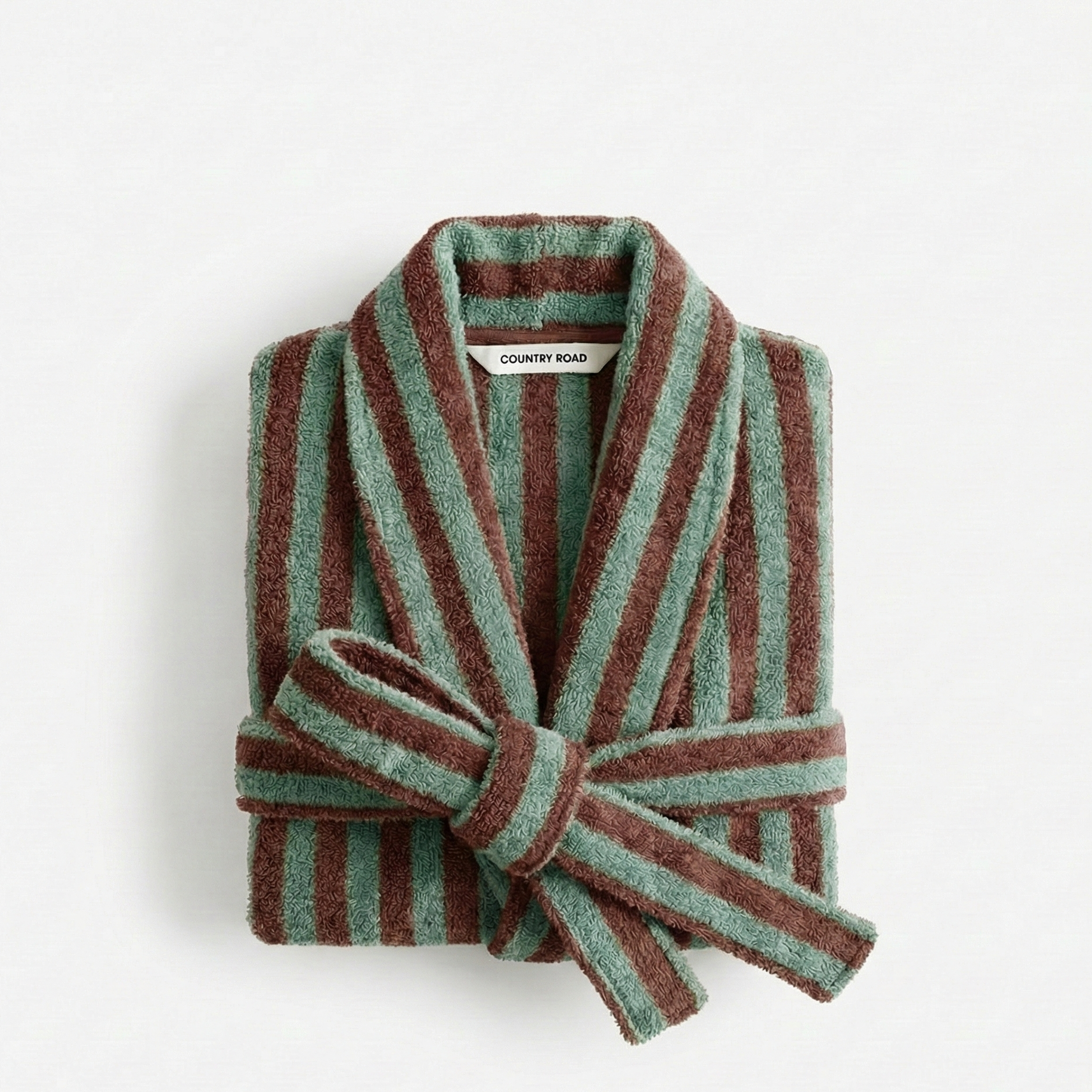 Stripe Coral fleece robe: plush sanctuary