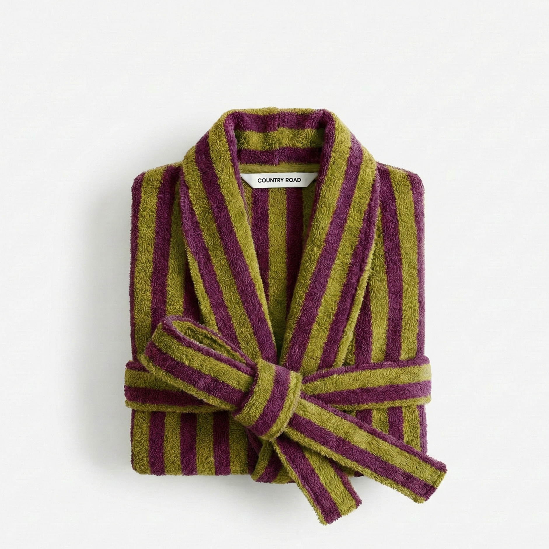 Stripe Coral fleece robe: plush sanctuary