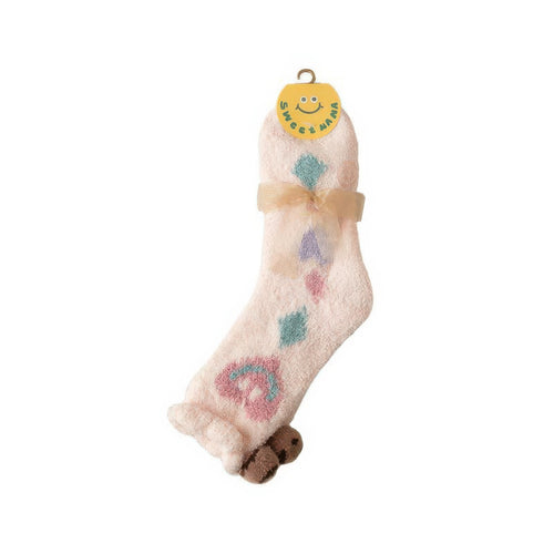 Coral fleece socks - Smiley face