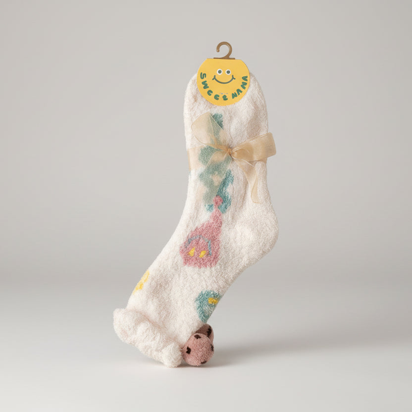 Coral fleece socks - Smiley face